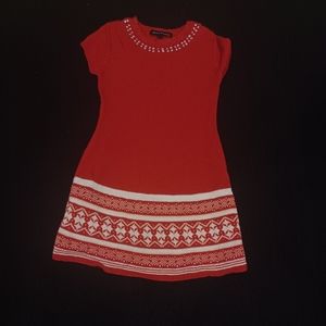 Girls Red & White Winter Derek Heart Dress